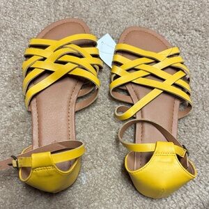 Charlotte Russe Yellow Woven Strappy Flat Sandals